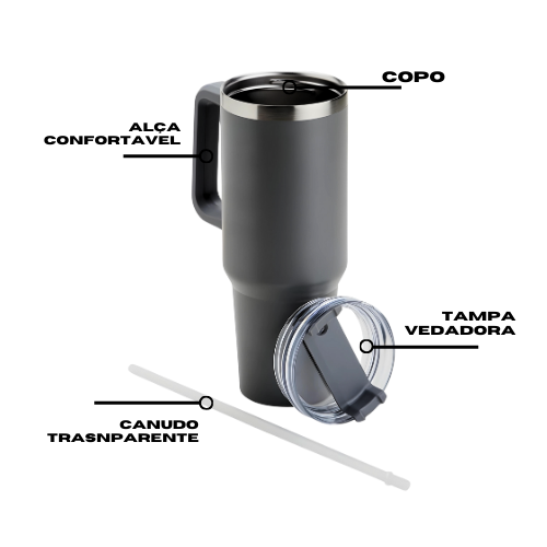 Copo Térmico Grande 1200ml com Canudo