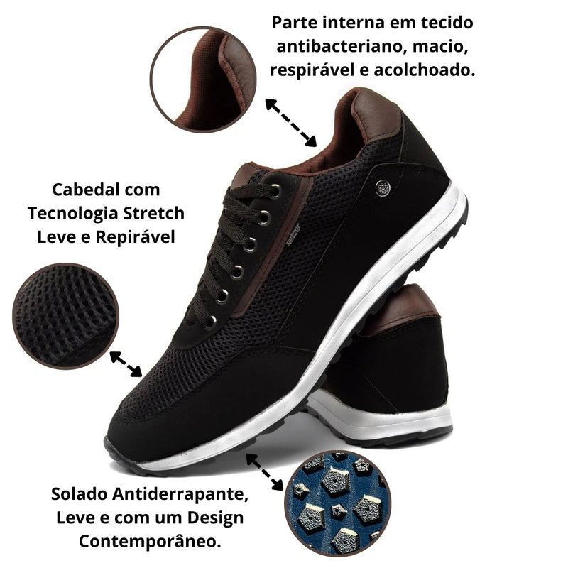 Tênis Sapatênis Casual Masculino Kit Com Carteira e Relógio