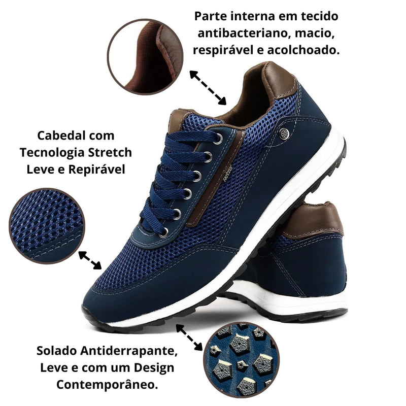 Tênis Sapatênis Casual Masculino Kit Com Carteira e Relógio