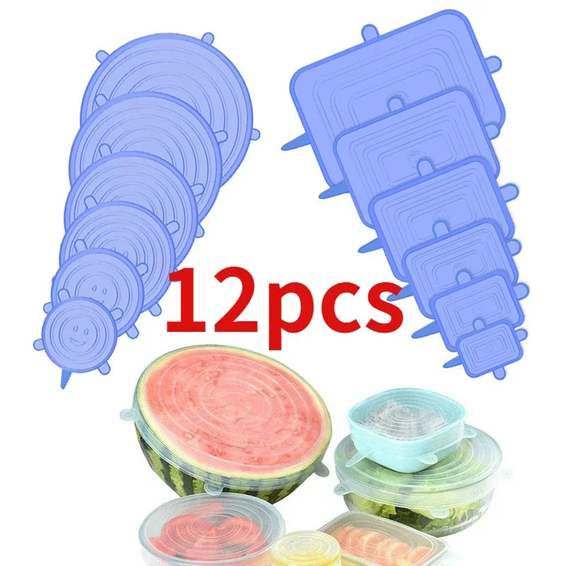 Kit 12 Tampas de Silicone Reutilizável (Universal)