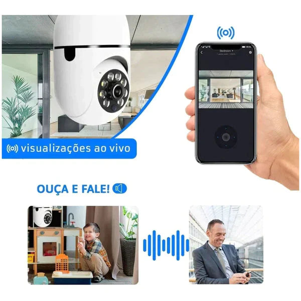 Câmera de Segurança Wifi 360º Externa e Interna - Câmera Lâmpada