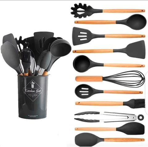 Kit Utensílios de Cozinha Silicone 12 Peças